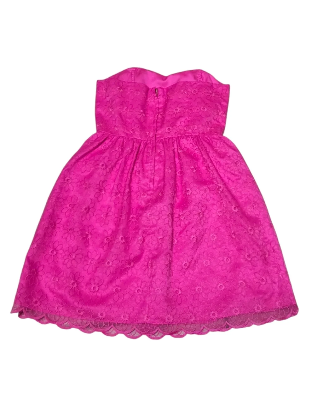 Lilly Pulitzer Payton Pink Strapless Mini Feminine Barbiecore Lace Overlay Dress - Picture 4 of 9